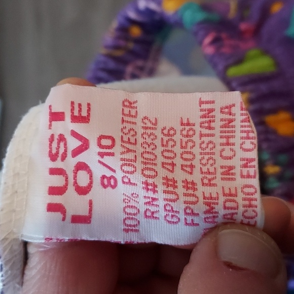 Just Love kids pj's purple with cute symbols throughout 8-10 - Picture 7 of 10